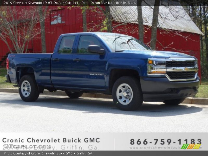 Deep Ocean Blue Metallic / Jet Black 2019 Chevrolet Silverado LD WT Double Cab 4x4