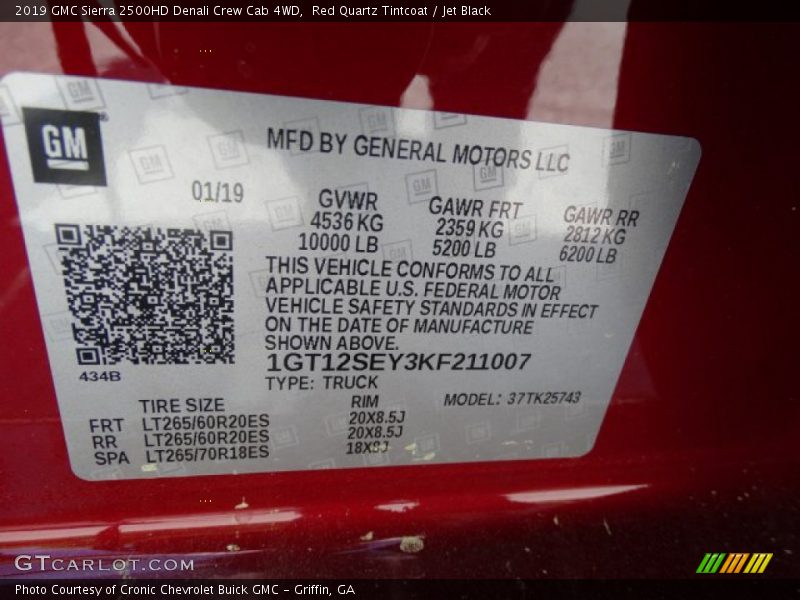 Red Quartz Tintcoat / Jet Black 2019 GMC Sierra 2500HD Denali Crew Cab 4WD