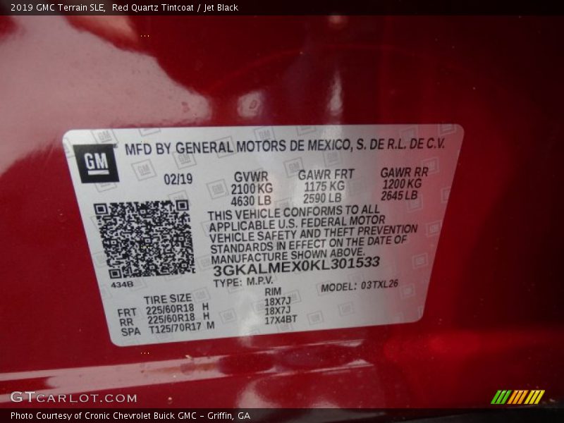 Red Quartz Tintcoat / Jet Black 2019 GMC Terrain SLE