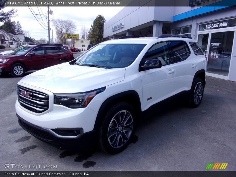 White Frost Tricoat / Jet Black/Kalahari 2019 GMC Acadia SLT AWD