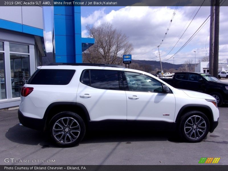 White Frost Tricoat / Jet Black/Kalahari 2019 GMC Acadia SLT AWD