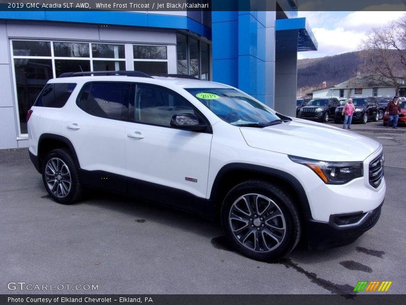 White Frost Tricoat / Jet Black/Kalahari 2019 GMC Acadia SLT AWD