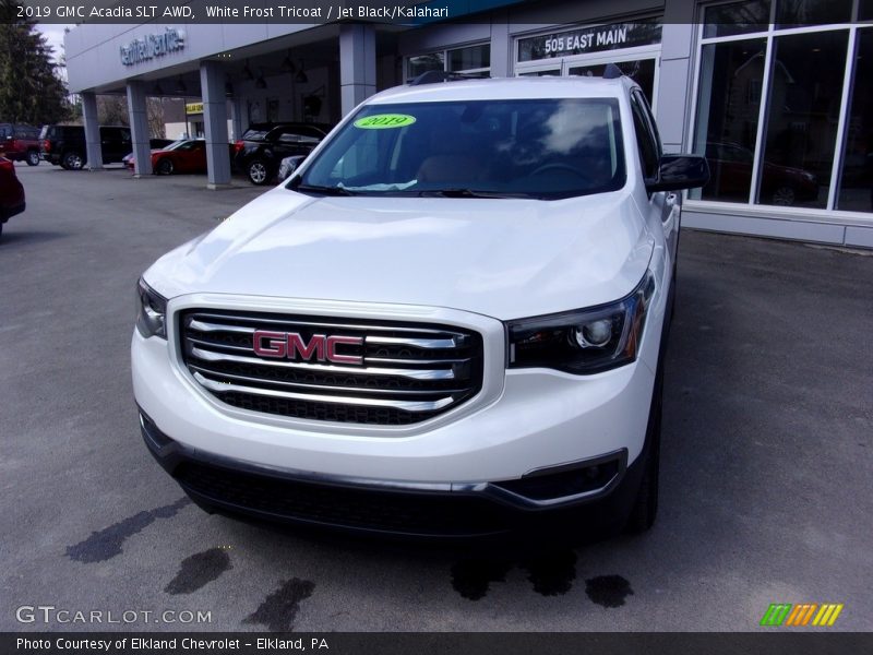 White Frost Tricoat / Jet Black/Kalahari 2019 GMC Acadia SLT AWD