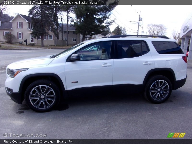 White Frost Tricoat / Jet Black/Kalahari 2019 GMC Acadia SLT AWD