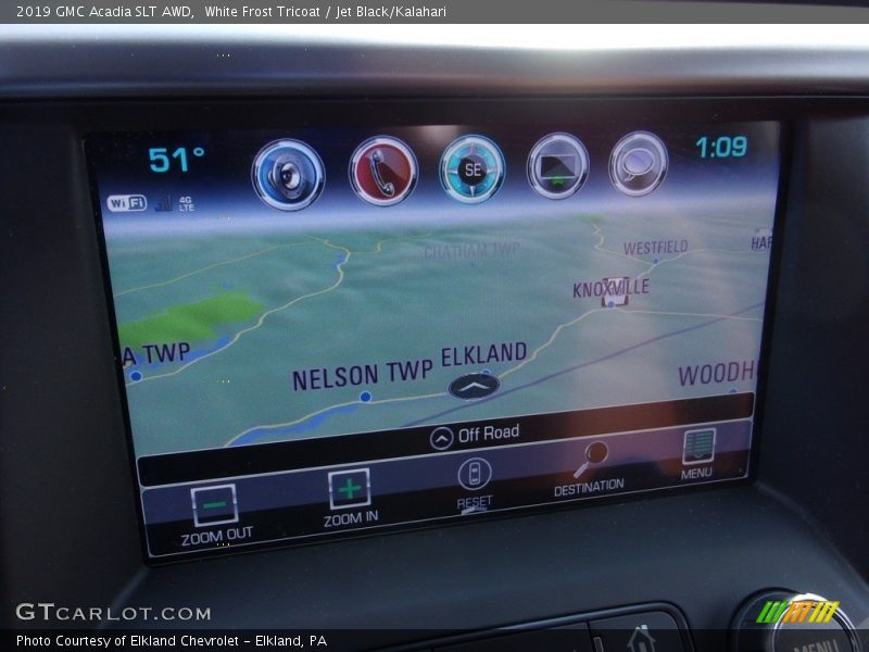 White Frost Tricoat / Jet Black/Kalahari 2019 GMC Acadia SLT AWD