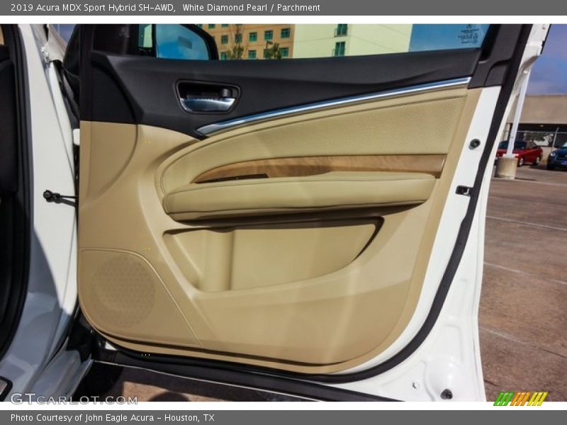 White Diamond Pearl / Parchment 2019 Acura MDX Sport Hybrid SH-AWD