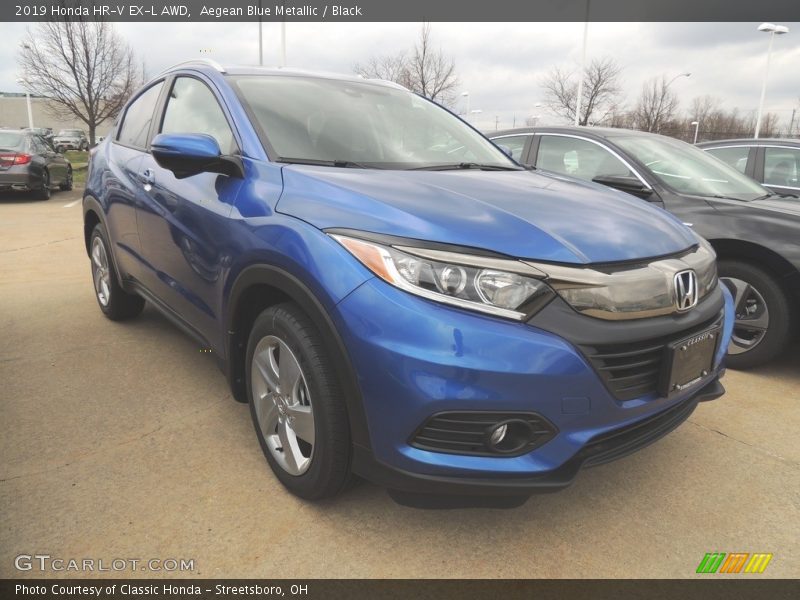 Aegean Blue Metallic / Black 2019 Honda HR-V EX-L AWD