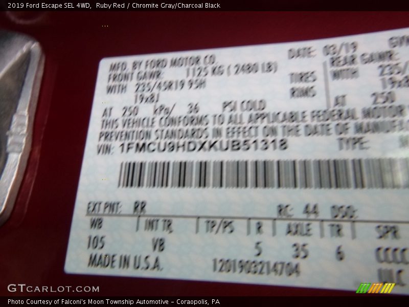 Ruby Red / Chromite Gray/Charcoal Black 2019 Ford Escape SEL 4WD