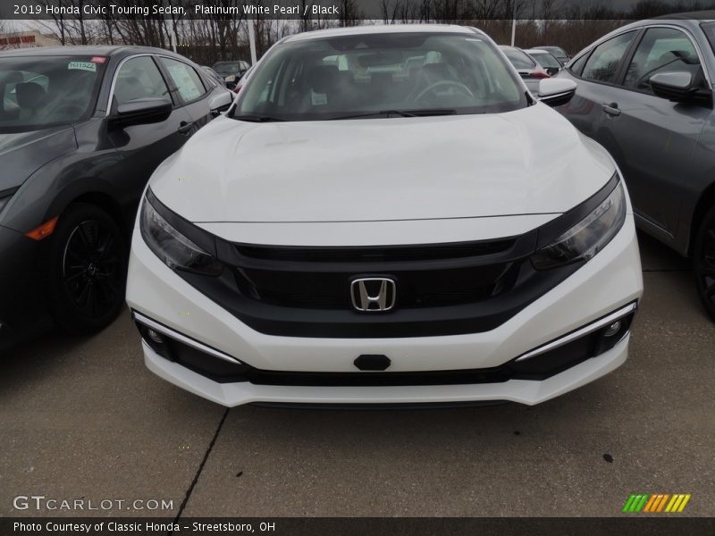 Platinum White Pearl / Black 2019 Honda Civic Touring Sedan