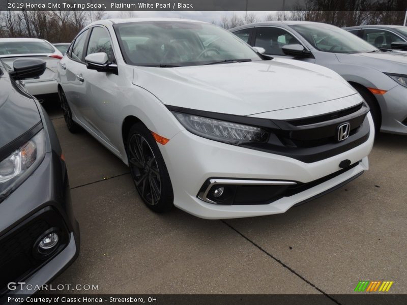 Platinum White Pearl / Black 2019 Honda Civic Touring Sedan