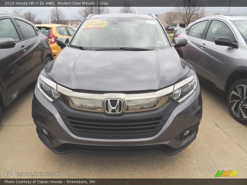 Modern Steel Metallic / Gray 2019 Honda HR-V EX AWD