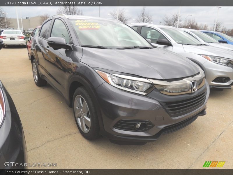 Modern Steel Metallic / Gray 2019 Honda HR-V EX AWD