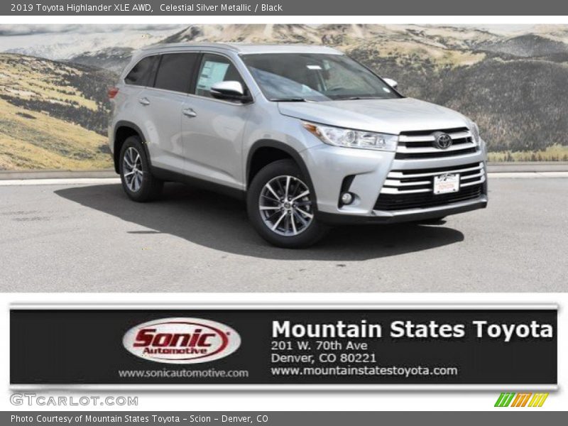 Celestial Silver Metallic / Black 2019 Toyota Highlander XLE AWD
