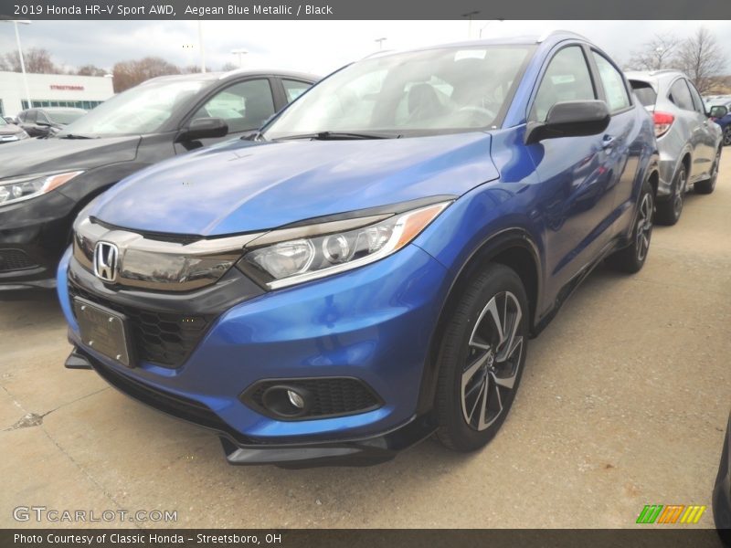 Aegean Blue Metallic / Black 2019 Honda HR-V Sport AWD