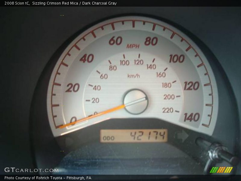 Sizzling Crimson Red Mica / Dark Charcoal Gray 2008 Scion tC
