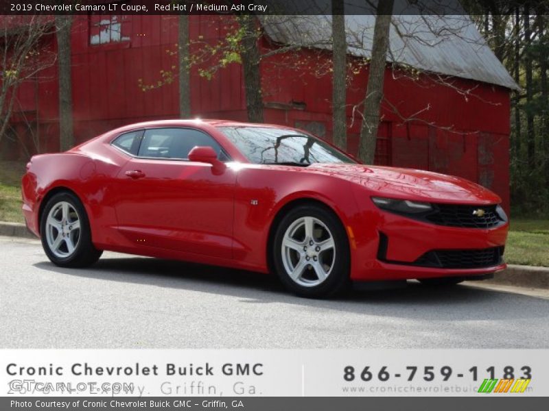 Red Hot / Medium Ash Gray 2019 Chevrolet Camaro LT Coupe
