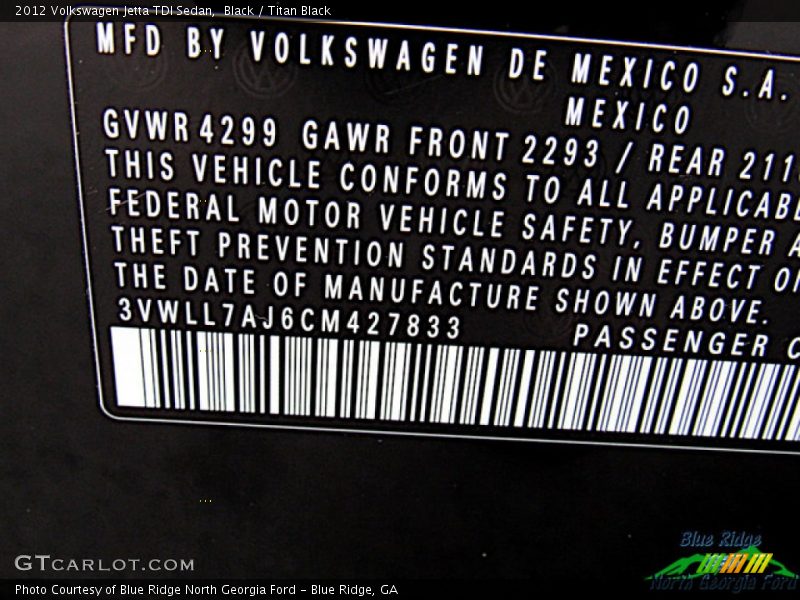 Black / Titan Black 2012 Volkswagen Jetta TDI Sedan