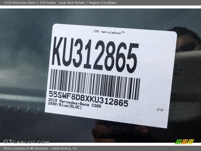 Lunar Blue Metallic / Magma Grey/Black 2019 Mercedes-Benz C 300 Sedan