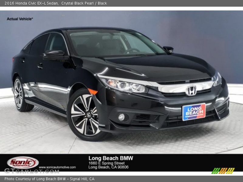 Crystal Black Pearl / Black 2016 Honda Civic EX-L Sedan