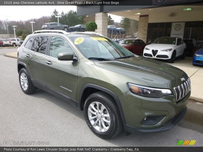 Olive Green Pearl / Black/Light Frost Beige 2019 Jeep Cherokee Latitude 4x4
