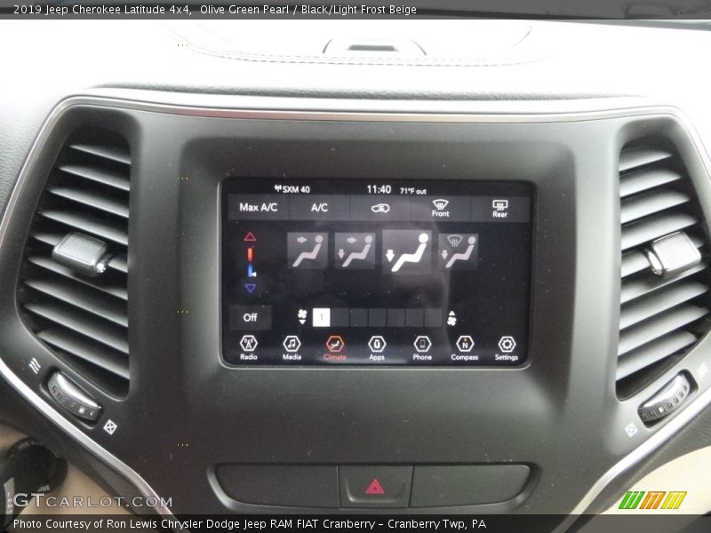 Olive Green Pearl / Black/Light Frost Beige 2019 Jeep Cherokee Latitude 4x4