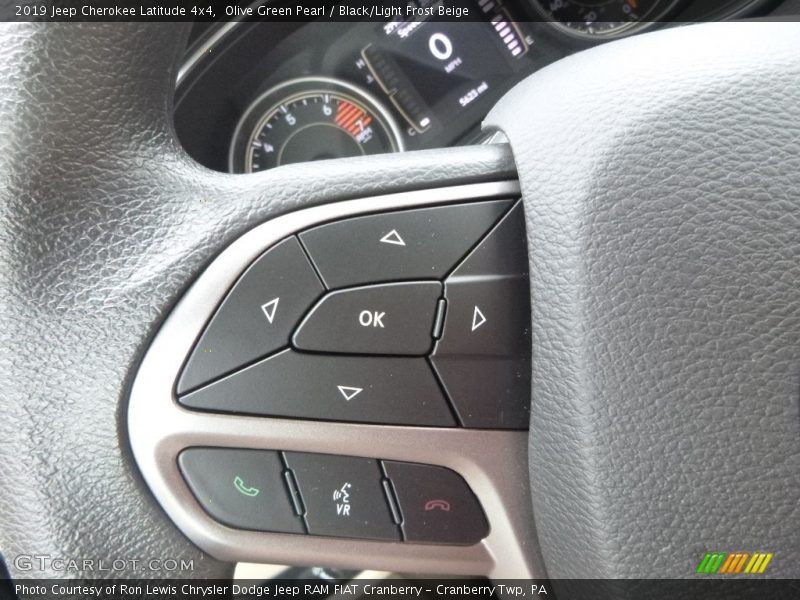 Olive Green Pearl / Black/Light Frost Beige 2019 Jeep Cherokee Latitude 4x4