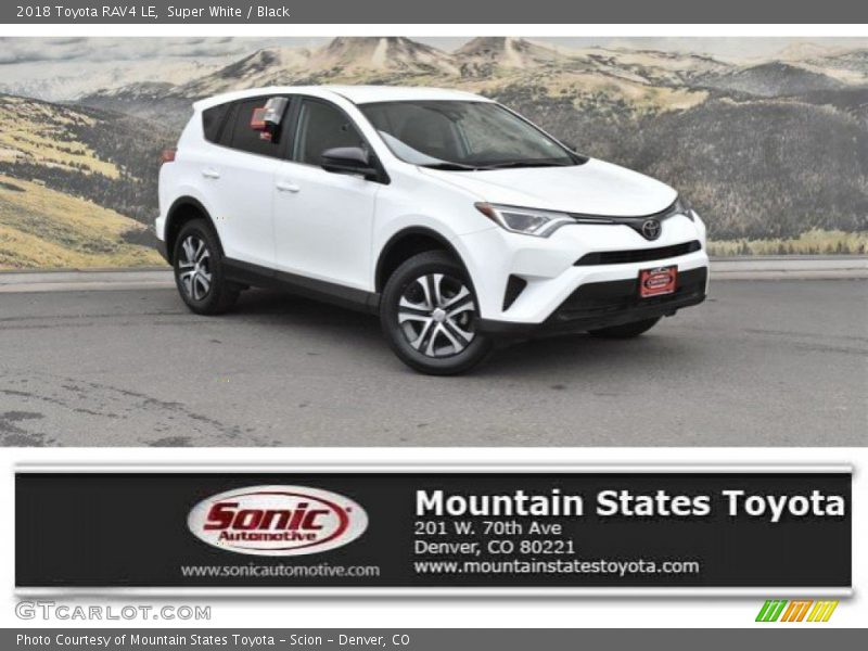 Super White / Black 2018 Toyota RAV4 LE