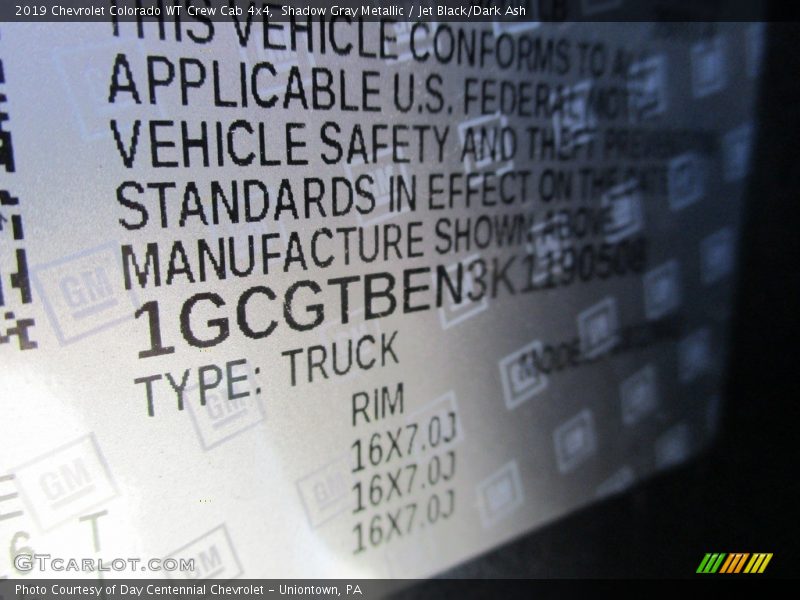 Shadow Gray Metallic / Jet Black/Dark Ash 2019 Chevrolet Colorado WT Crew Cab 4x4