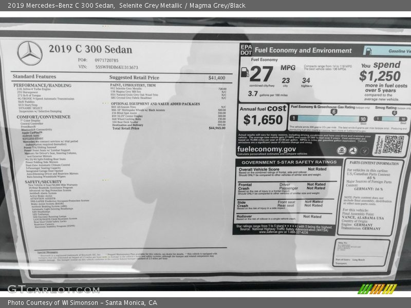 Selenite Grey Metallic / Magma Grey/Black 2019 Mercedes-Benz C 300 Sedan