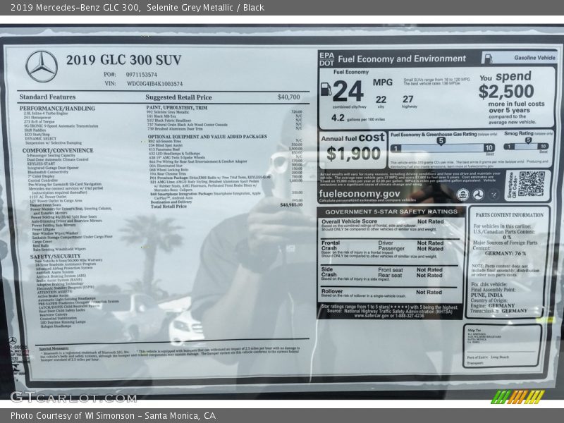 Selenite Grey Metallic / Black 2019 Mercedes-Benz GLC 300