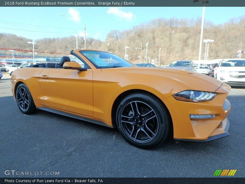 Orange Fury / Ebony 2018 Ford Mustang EcoBoost Premium Convertible