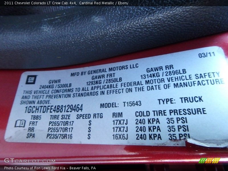 Cardinal Red Metallic / Ebony 2011 Chevrolet Colorado LT Crew Cab 4x4