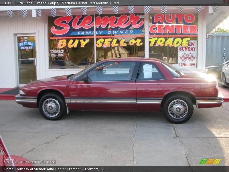 Medium Garnet Red Metallic / Red 1992 Buick Regal Limited Coupe
