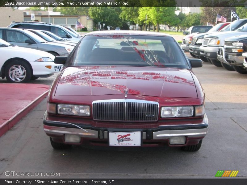 Medium Garnet Red Metallic / Red 1992 Buick Regal Limited Coupe