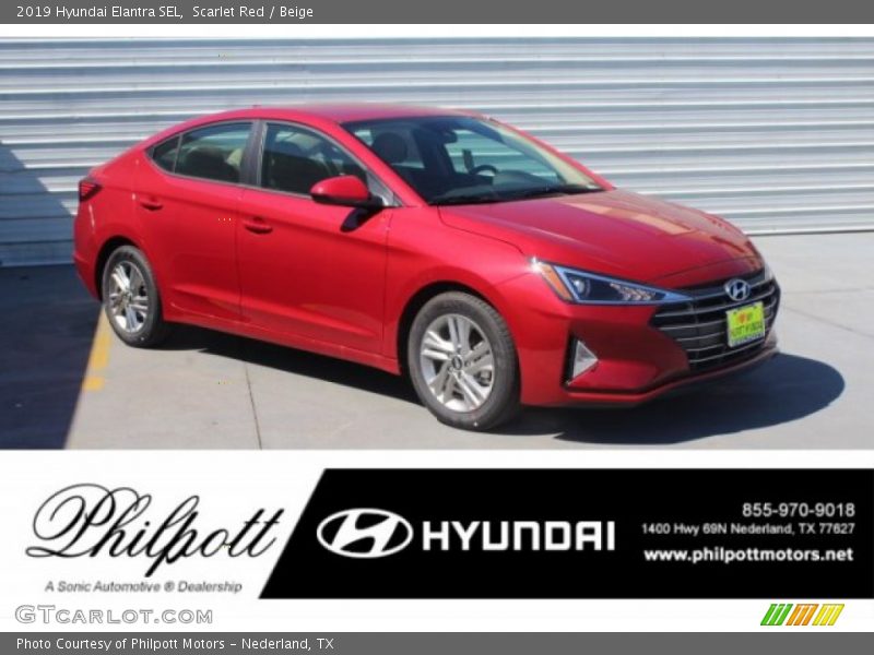 Scarlet Red / Beige 2019 Hyundai Elantra SEL