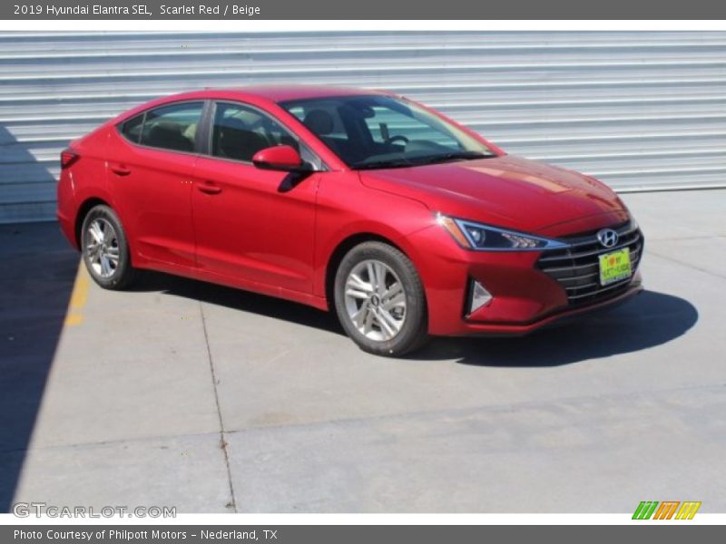 Scarlet Red / Beige 2019 Hyundai Elantra SEL