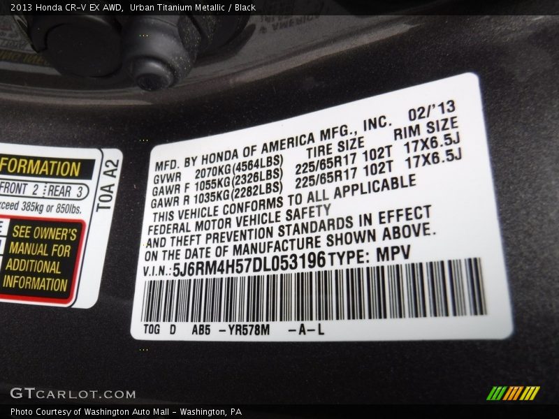 Urban Titanium Metallic / Black 2013 Honda CR-V EX AWD