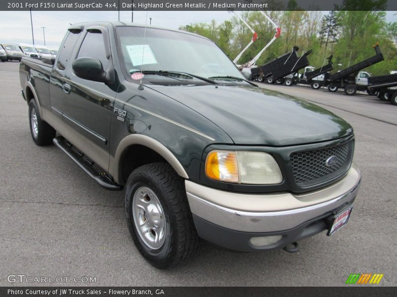 Dark Highland Green Metallic / Medium Parchment 2001 Ford F150 Lariat SuperCab 4x4