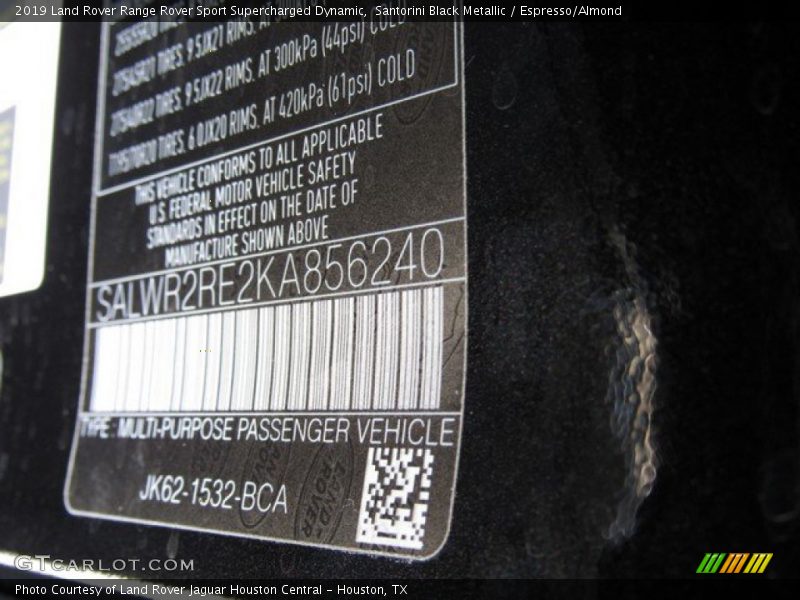 Santorini Black Metallic / Espresso/Almond 2019 Land Rover Range Rover Sport Supercharged Dynamic