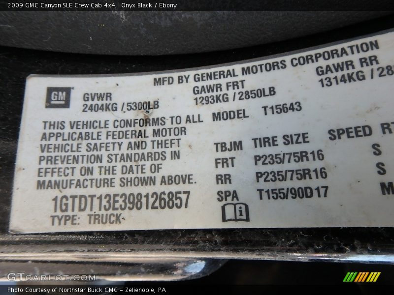 Onyx Black / Ebony 2009 GMC Canyon SLE Crew Cab 4x4