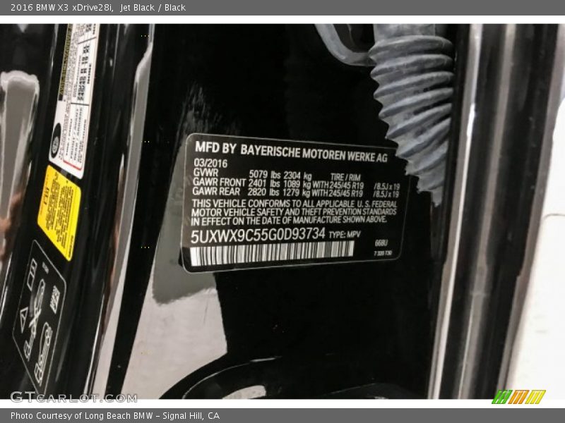 Jet Black / Black 2016 BMW X3 xDrive28i