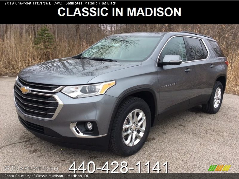 Satin Steel Metallic / Jet Black 2019 Chevrolet Traverse LT AWD