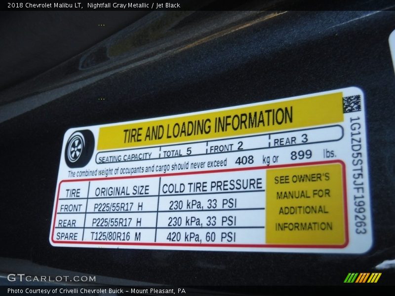 Nightfall Gray Metallic / Jet Black 2018 Chevrolet Malibu LT