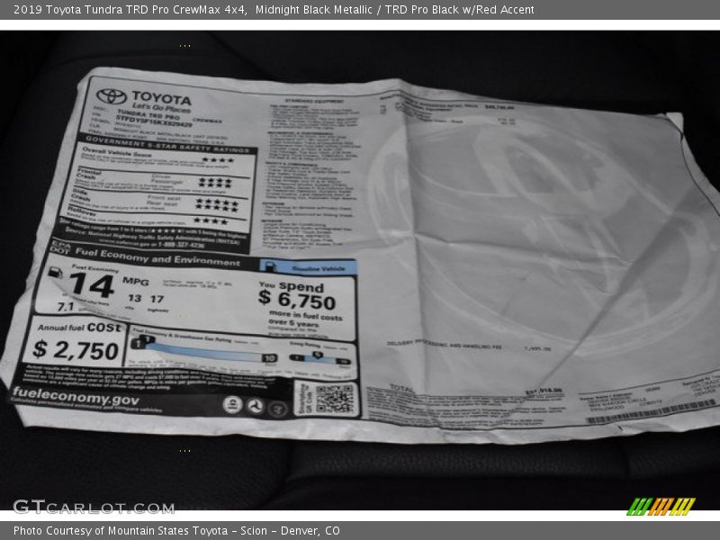  2019 Tundra TRD Pro CrewMax 4x4 Window Sticker