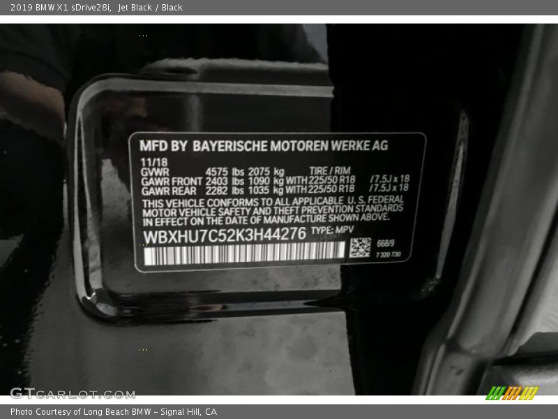 Jet Black / Black 2019 BMW X1 sDrive28i