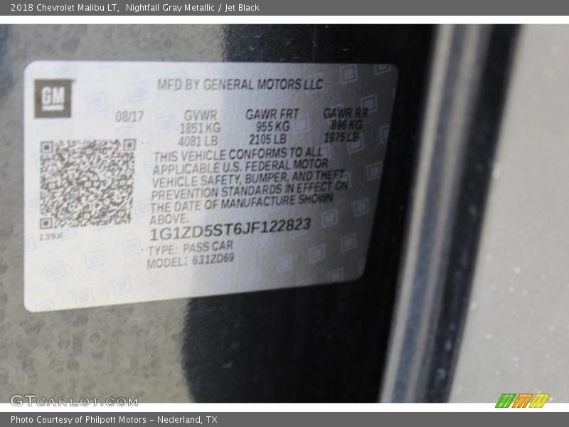 Nightfall Gray Metallic / Jet Black 2018 Chevrolet Malibu LT
