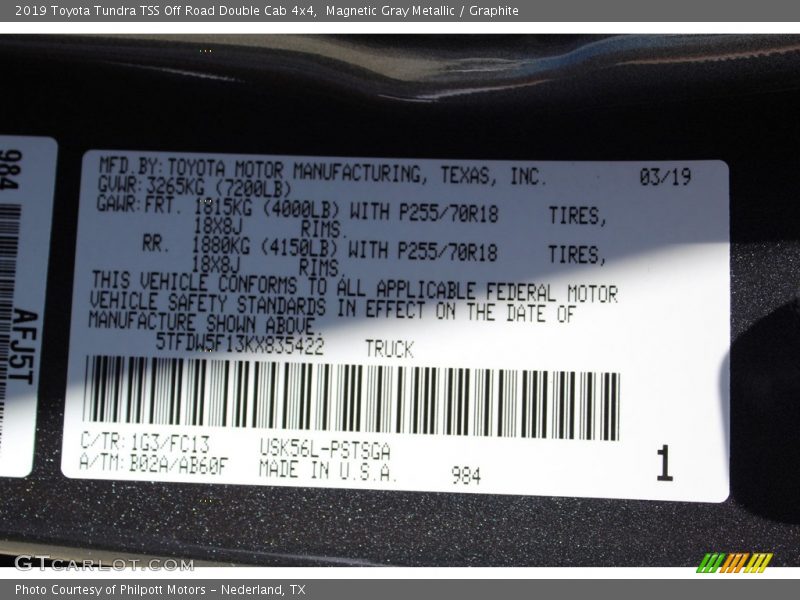 Magnetic Gray Metallic / Graphite 2019 Toyota Tundra TSS Off Road Double Cab 4x4