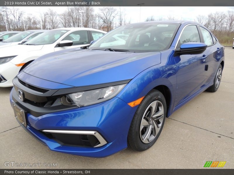 Agean Blue Metallic / Black 2019 Honda Civic LX Sedan