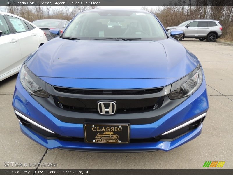 Agean Blue Metallic / Black 2019 Honda Civic LX Sedan
