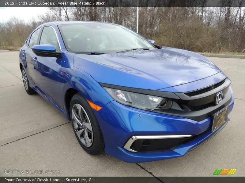 Agean Blue Metallic / Black 2019 Honda Civic LX Sedan